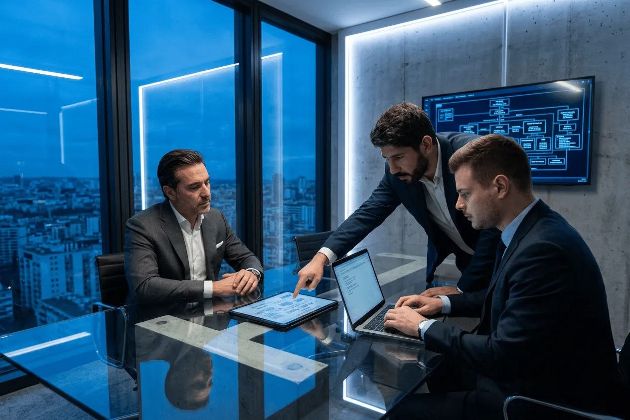 Mathieu et Akim en rendez-vous avec un client