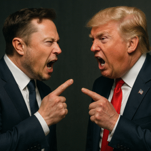 Trump et Musk se disputant fort fort