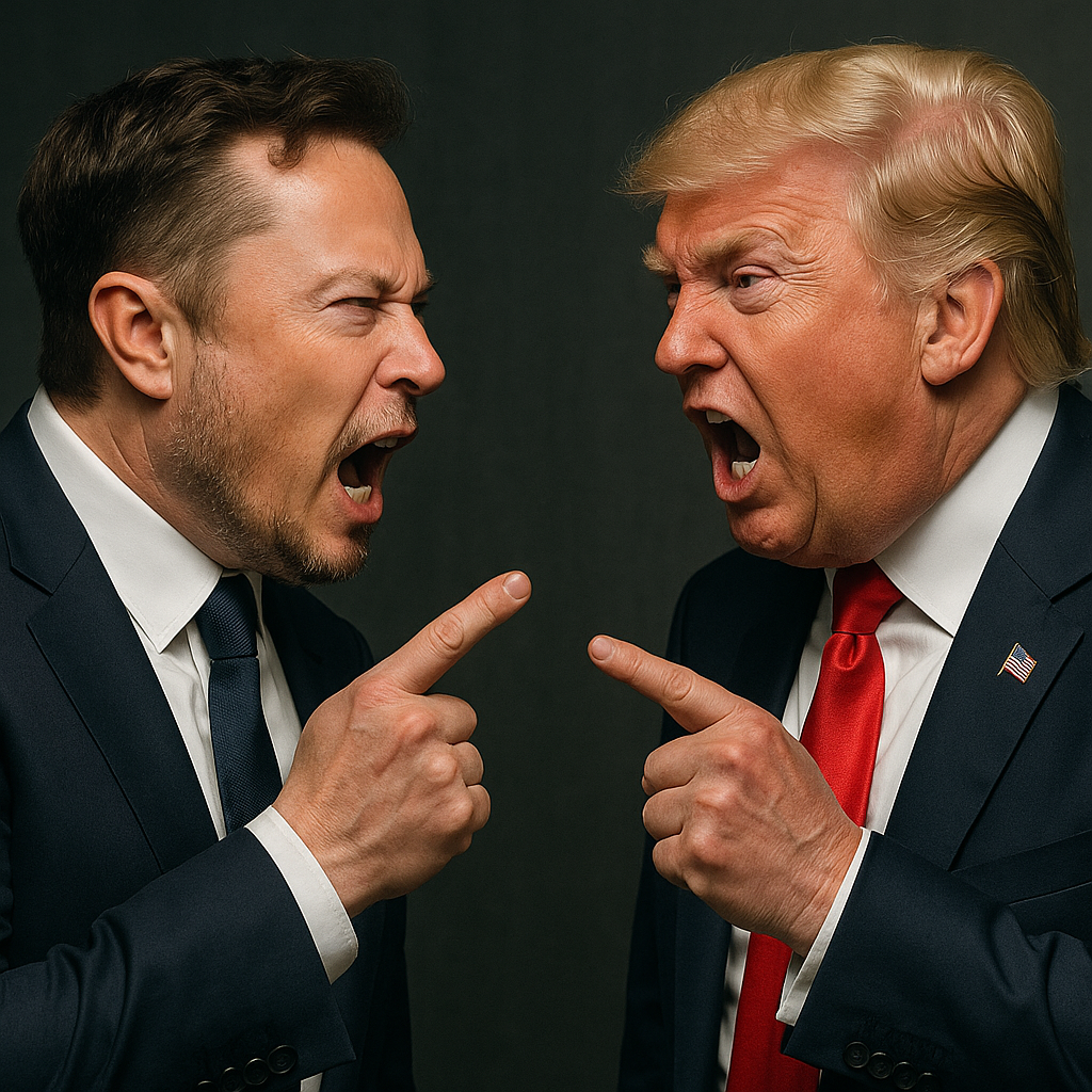 Trump et Musk se disputant fort fort