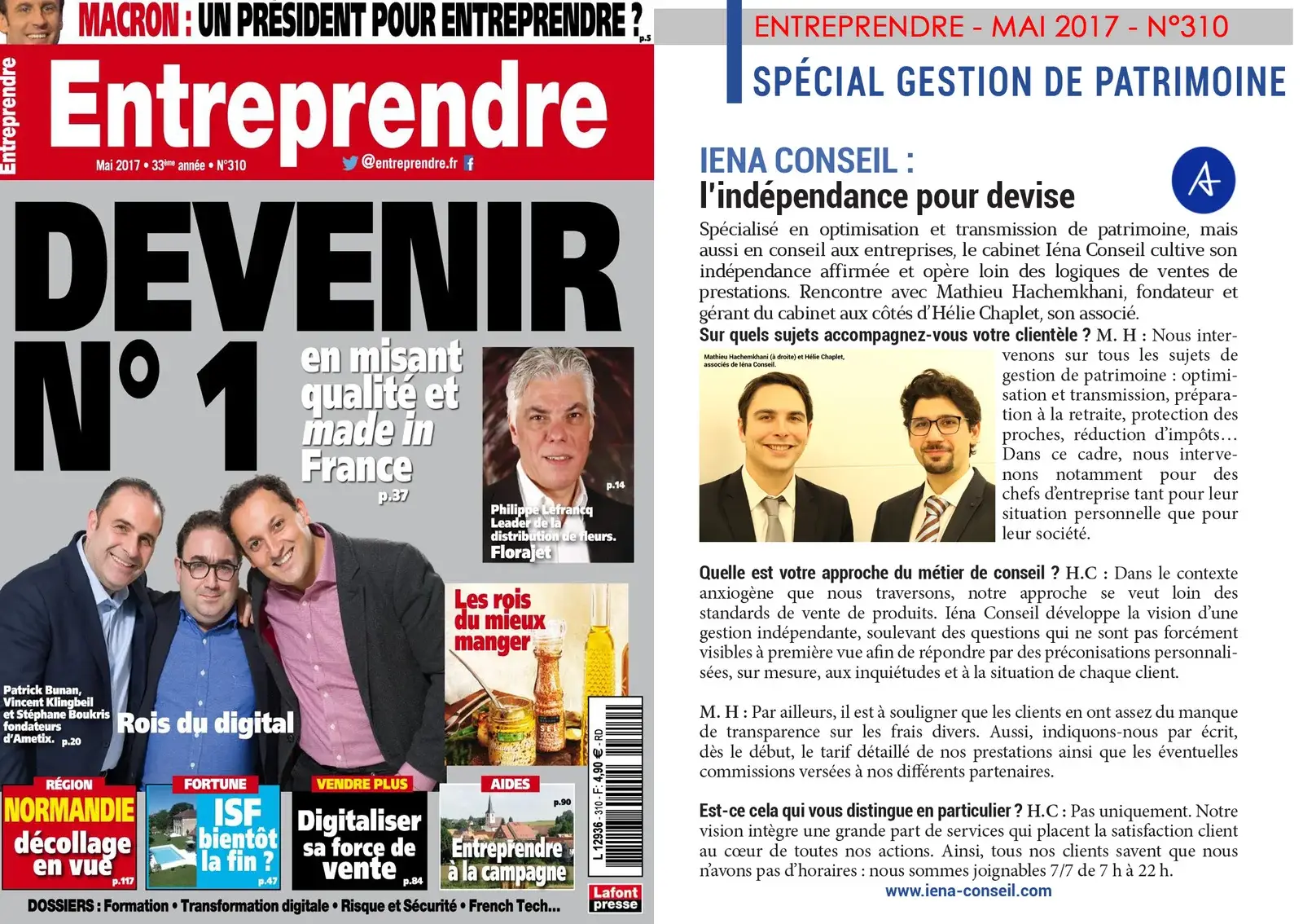 Interview de Ferless Conseil dans le magazine Entreprendre